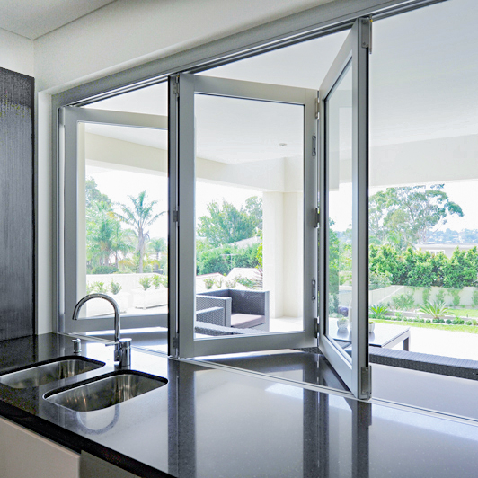 Hurricane Impact High Quality Corner Aluminium Profile Glass Bi Folding windows