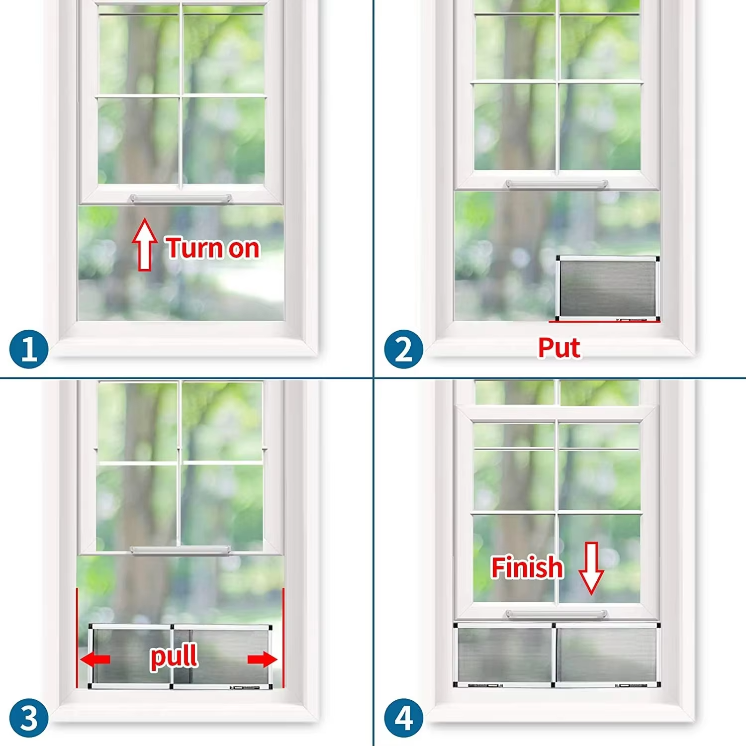 Modern Anti-Mosquito Fiberglass Screen Windows with Extensible Adjustable Insect Screens Fire-Proof & Washable