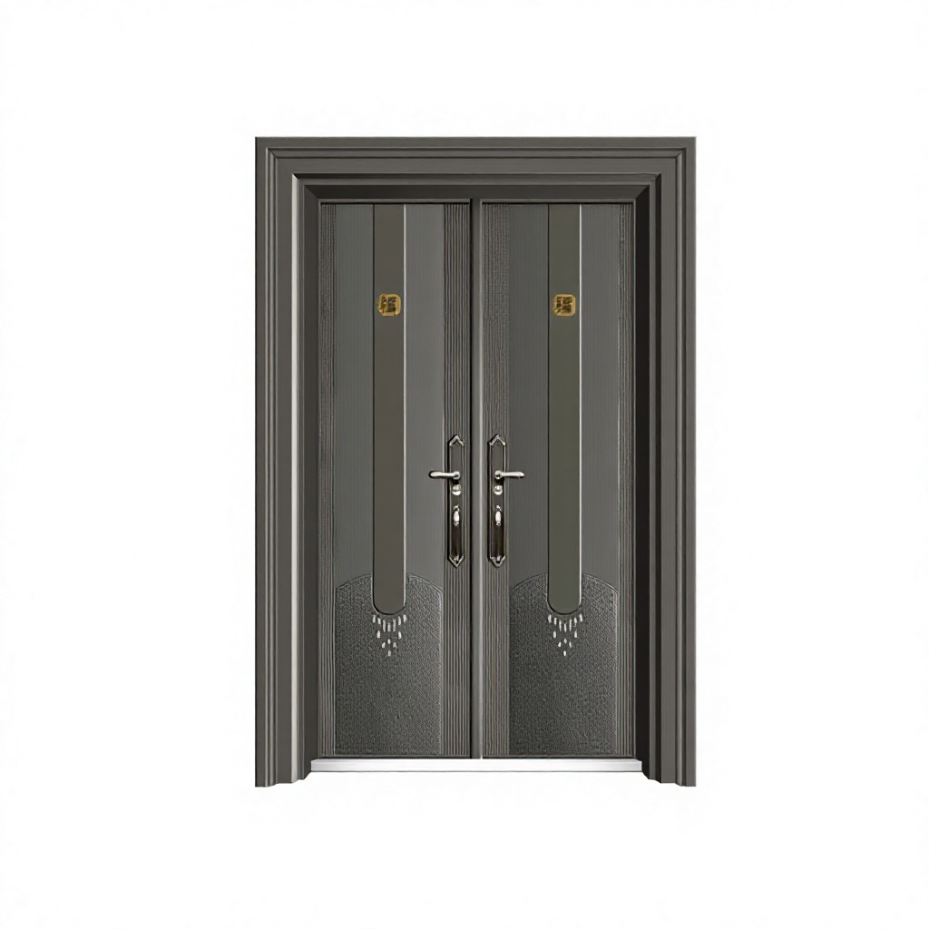 Luxury Villa Front Door Reddish-Brown Weather Resistant Aluminum Alloy Swing Anti-Theft Double Door Entry Exterior Gate Custom