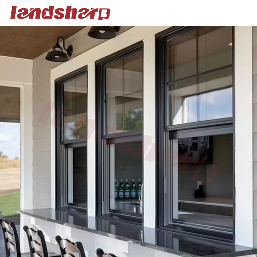 Landsharp Aluminum Single Double Hung Window Sliding Sash Triple Glazed Windows