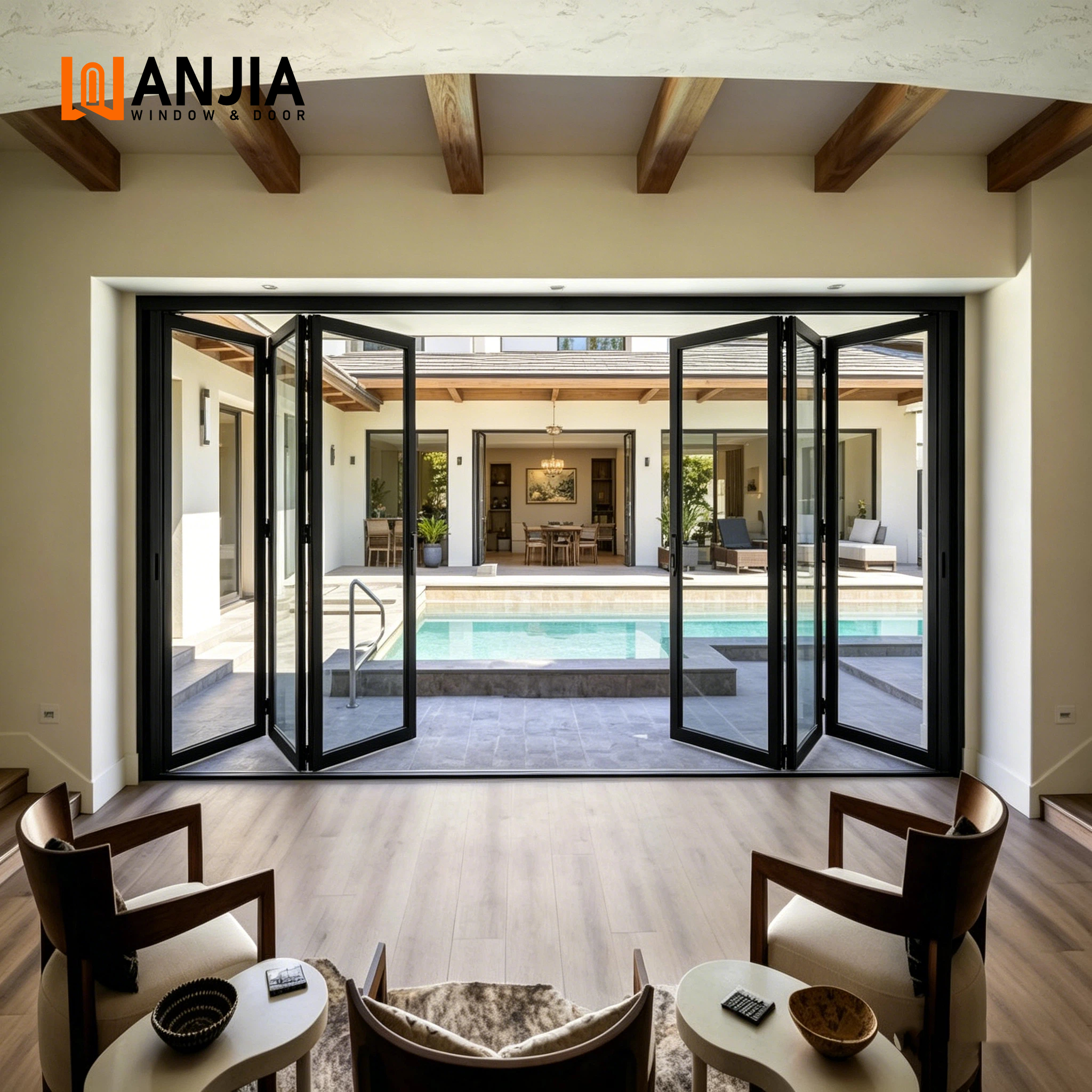 Soft Close System Interior Folding Door House Custom Size Lift and Folding Door Aluminum Frame Glass Bifold Door