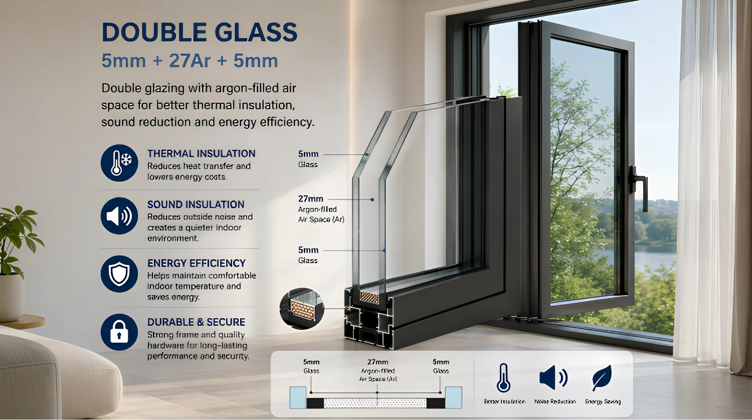 NFRC Tilt and Turn Black Narrow Frame Double Glazed Thermal Break Modern Residential Aluminum Windows House Aluminium Window