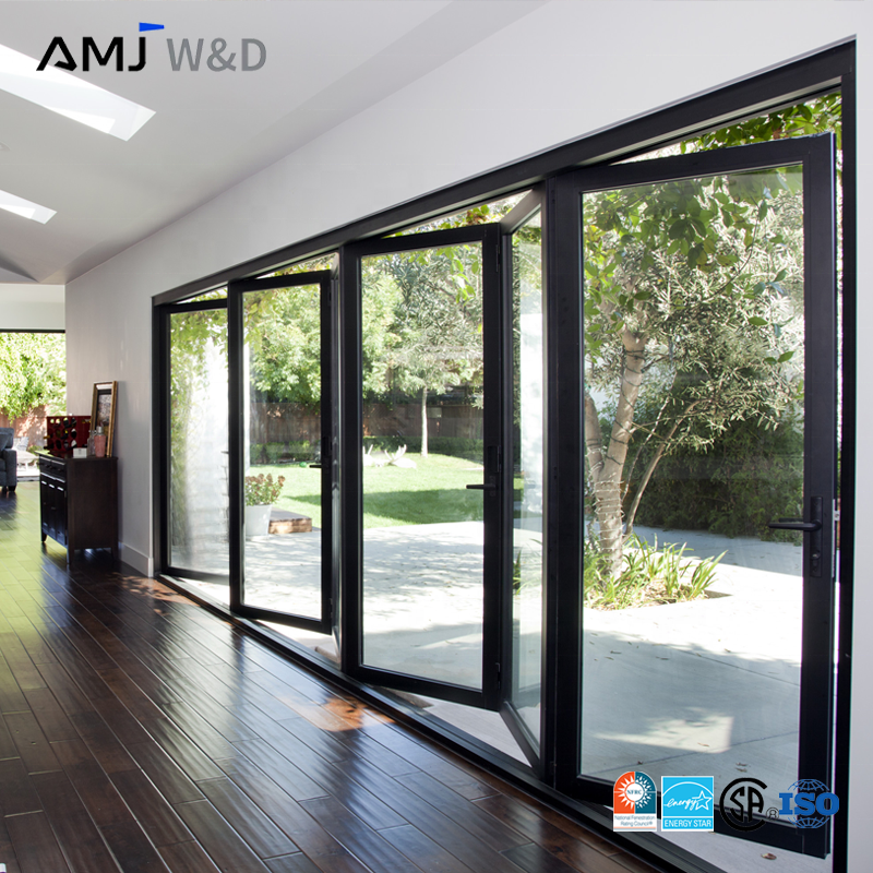 Heavy Duty Thermal Insulated Aluminum Folding Door Double Tempered Glass Bi-Fold Doors Soundproof Accordion Door