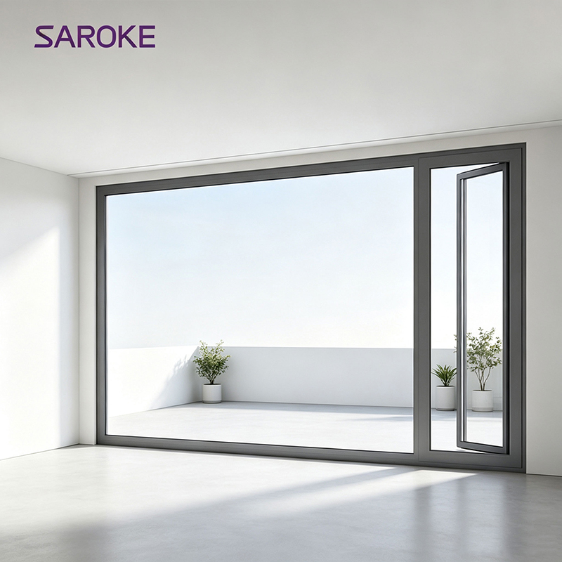 Inside Tempered Glass Single Modern Aluminum Alloy Swing Door