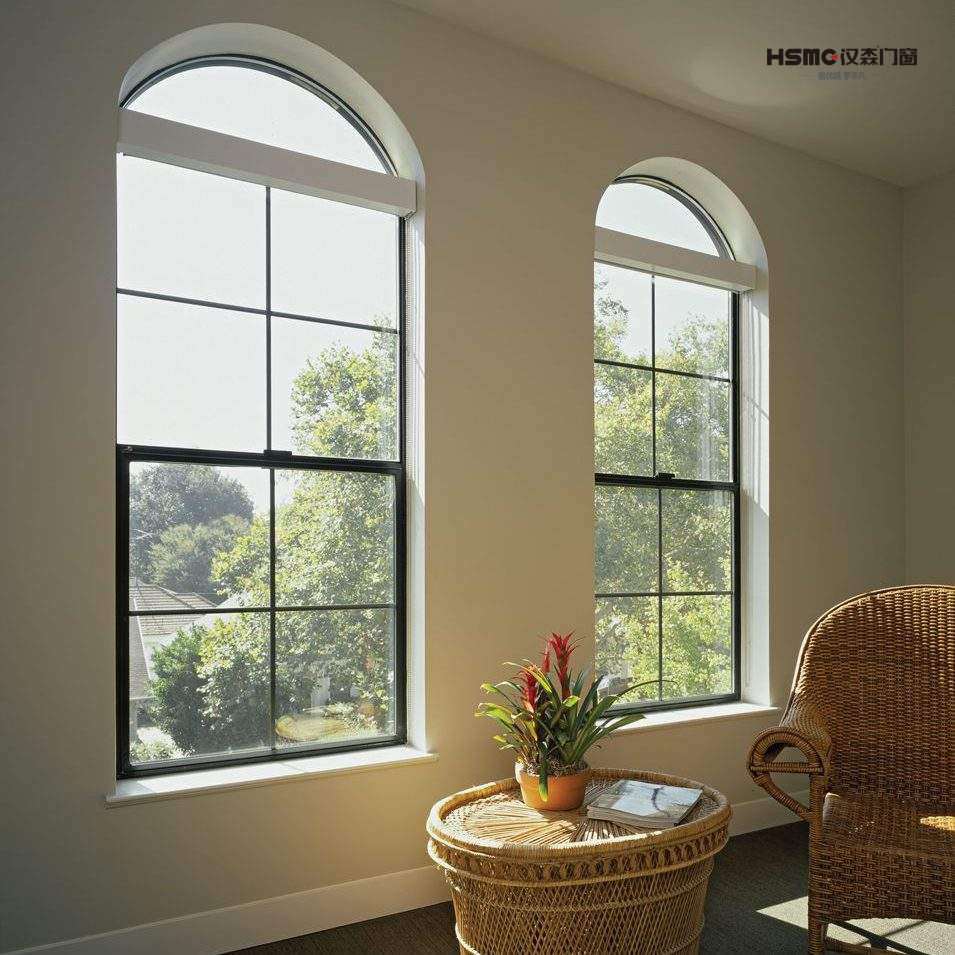 Curved Aluminum Casement Window with High Performance Insulated Glass Energy Star Qualified for Villa &amp; Hotel Use