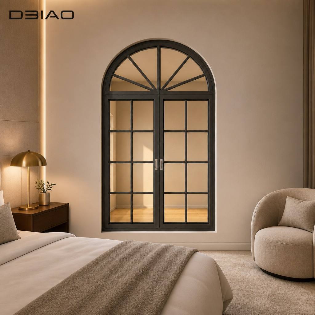 French Style Aluminum Alloy Swing Casement Window Double Tempered Glass Soundproof Thermal Break Frame for Modern Home Bathroom