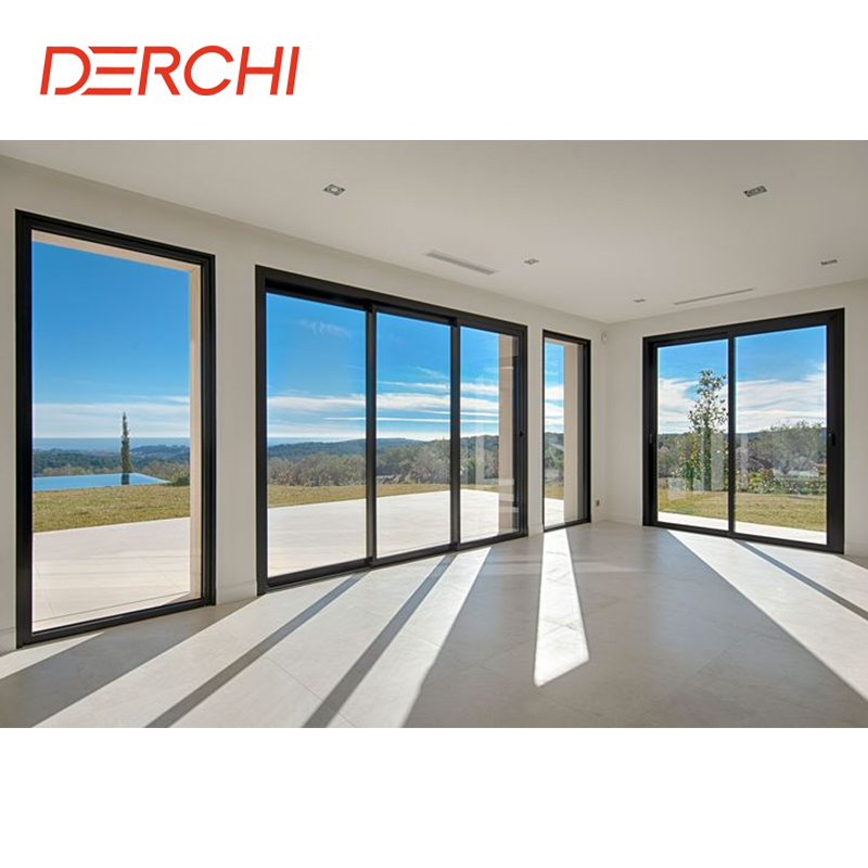DERCHI Q9 Series High End Large Half View Ultra-narrow Aluminum Sliding Door Heavy Duty Big Panel Glass Door