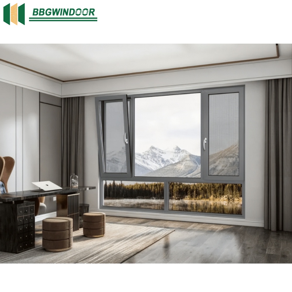 Lukliving Manufacture Wholesale Energy Efficient Heat Insulation Aluminum Frame America Style Windproof Tilt and Turn Windows