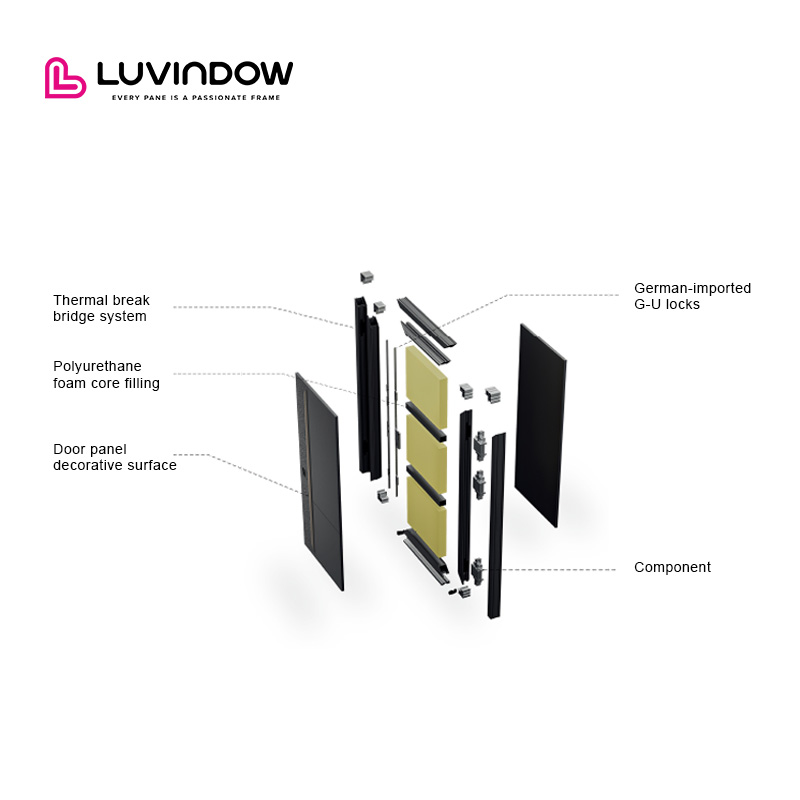 Modern Design Villas Black Profile Aluminum Frame Front Entry Pivoting Doors For Houses