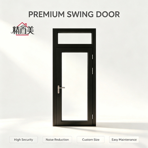 Aluminium Alloy Wind Resistant Thermal Break Double Tempered Glass Single Leaf Swing Door For Hotel Apartment Courtyard