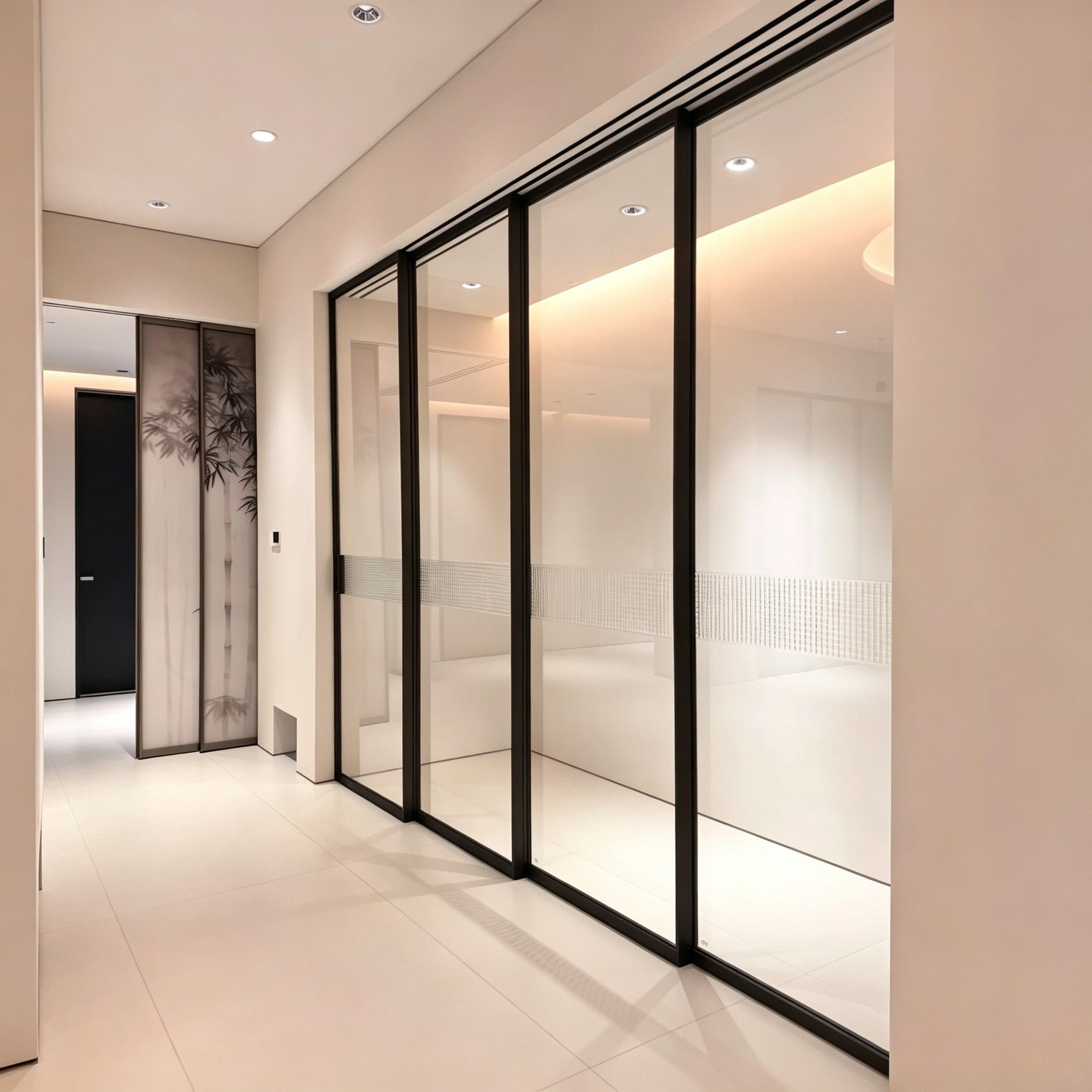 AOMEJA + OPK Aluminum Sliding Partition Door Sound Insulation Minimalist Design Interior Wine Cellar Bedroom Kitchen Apartment