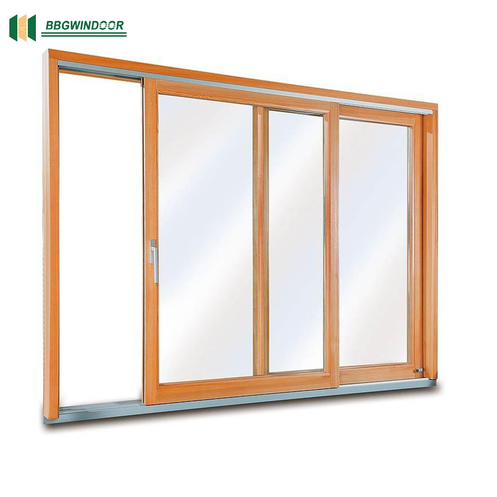 Lukliving Modern Style Aluminum Alloy Clad Wood Exterior Sliding Glass Doors with Sound Insulation and Finished Surface