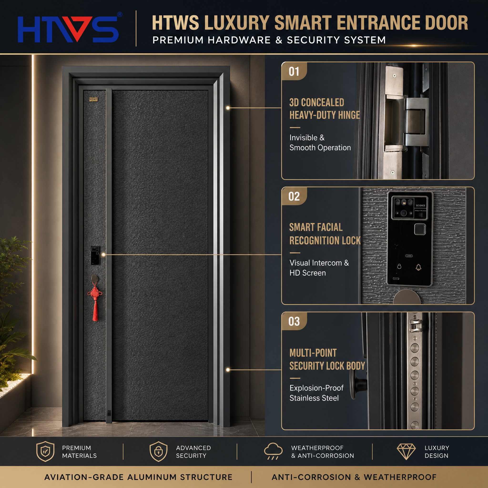 Modern Aluminum Pivot Entry Door 3D Geometric Relief Sound Thermal Insulation Windproof Water Resistant Bespoke Custom Design
