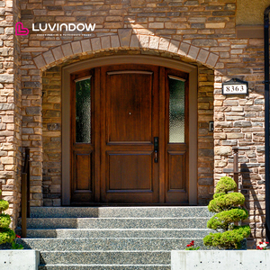 Hot Selling Cheap Modern Finished Solid Wood Honeycomb Glass Entry Door With Windproof Feature For Villa Customized Color