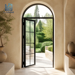 Modern Luxury Cream Series Thermal Break Aluminum Casement Door Slim Frame Exterior Glass Swing Doors For Patio Terrace