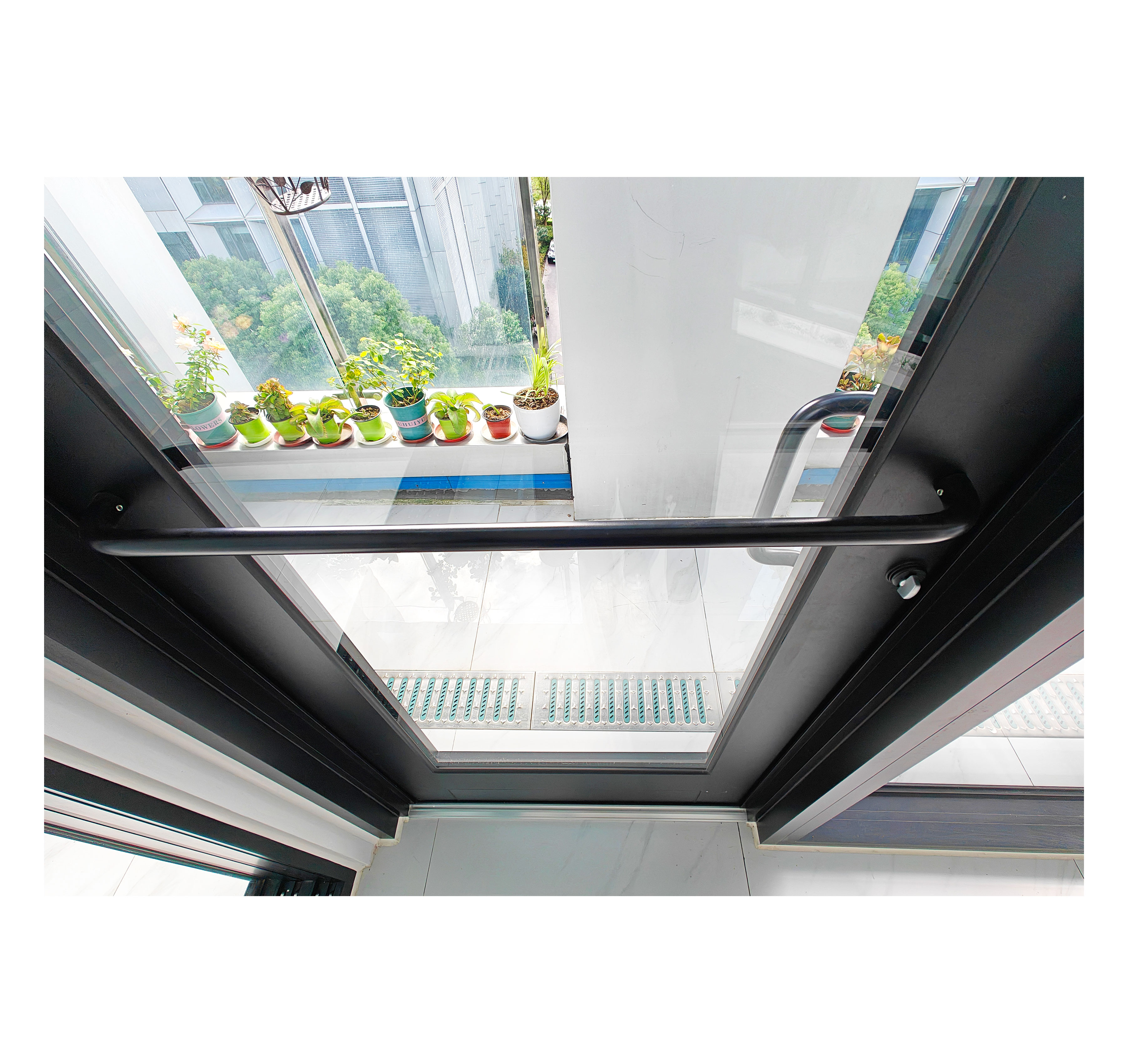 Modern Commercial Casement Security Door Aluminum Alloy with Fiberglass Screen Netting for Store and Escape Use