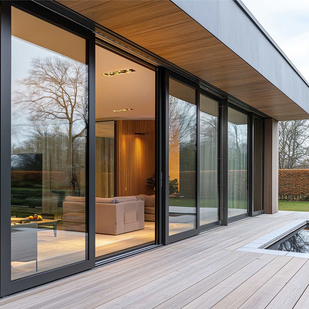 Modern High-quality Double Glazed Aluminum Sliding Patio Exterior Glass Back Door System Sound Insulation Water Hospital Hotel