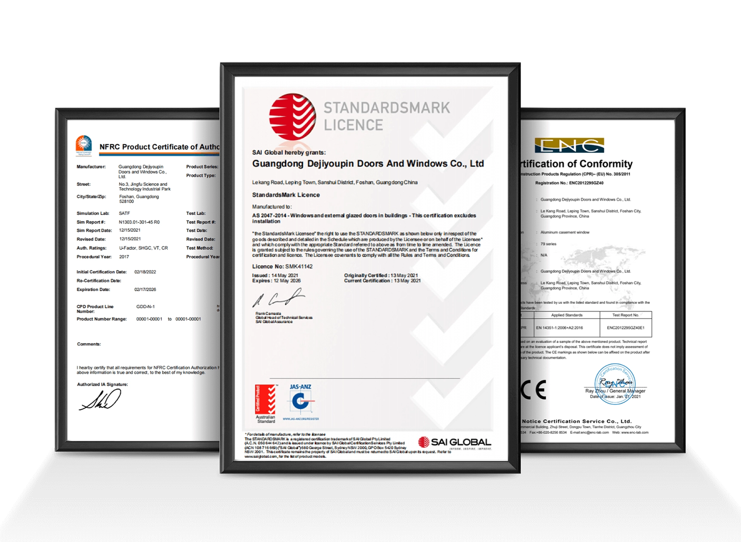 DERCHI international quality and test certificates