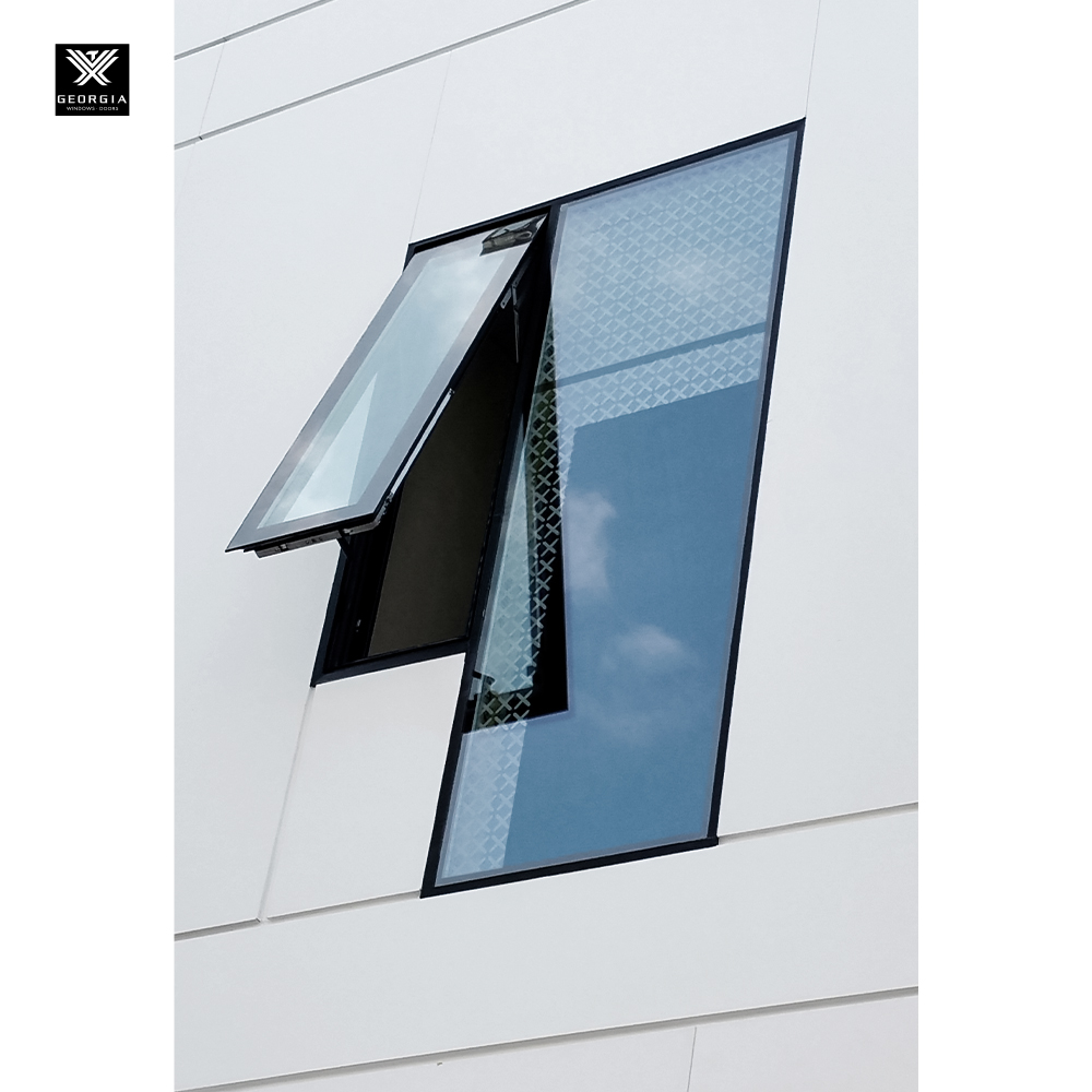 Frameless Glass Awning Windows with Double Tempered Glass for Houses Top Hung Aluminum Vertical Swing Windows NFRC Designed