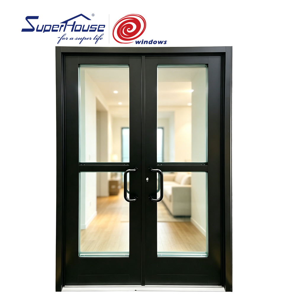 Superhouse NFRC Commercial Entry Door Front Door Aluminum Double Glass French Entry Door