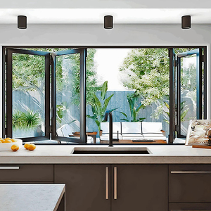 Commercial Tempered Glass Vertical Bifold Window