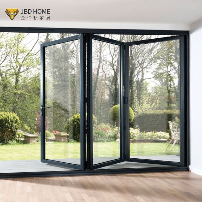 Heavy Duty Modern Aluminum Alloy Folding Door Windproof Waterproof Exterior Large Opening Design