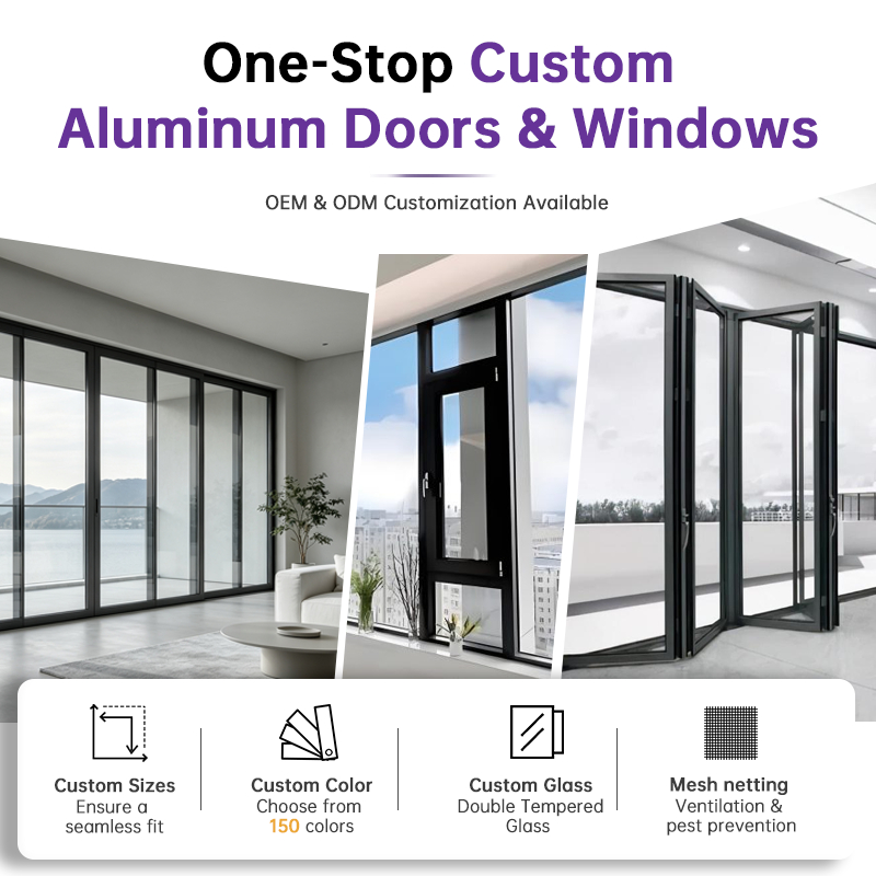 Aluminum Sliding Glass Door Energy Efficient Double Glass Partition Sliding Doors for Residential Interior Kitchen