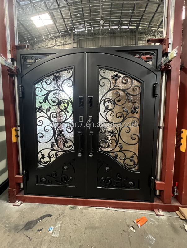 CBMmart Exterior Residential Front Door Wrought Iron Doors Security Door Gates Custom Glass For Houses