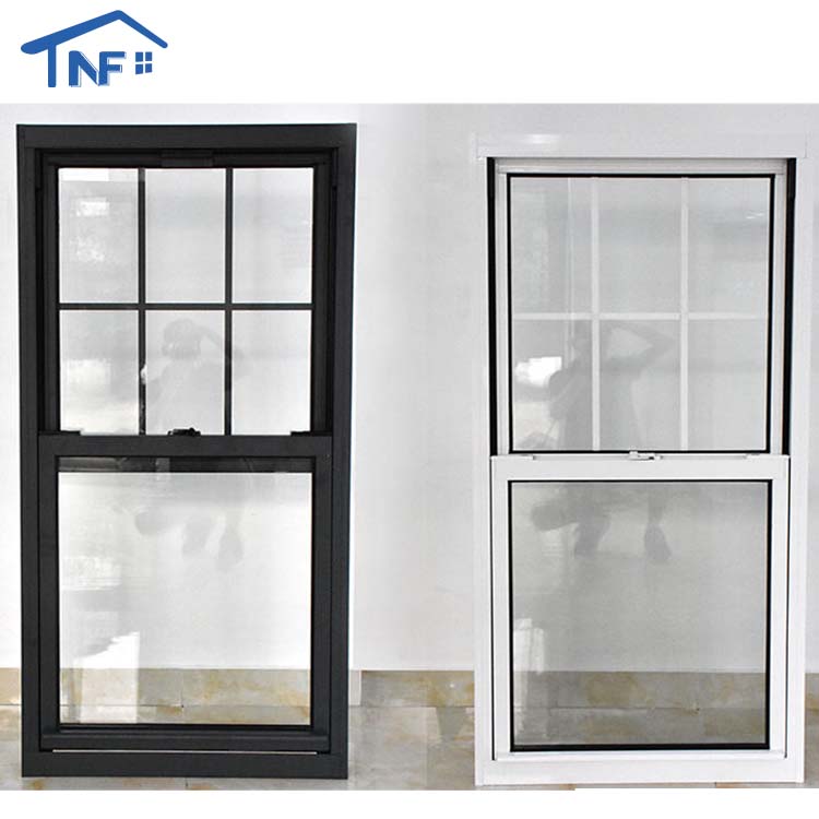 Foshan America Aluminum Tempered Glass Glass Waterproof French Black Windows and Doors Custom Design Doule Single Hung Windows