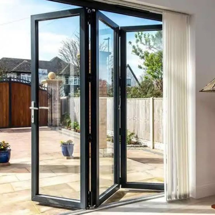 Modern Aluminum Folding Door Double Glazed Tempered Glass Soundproof for Kitchen Living Room Partition Villa Apartment