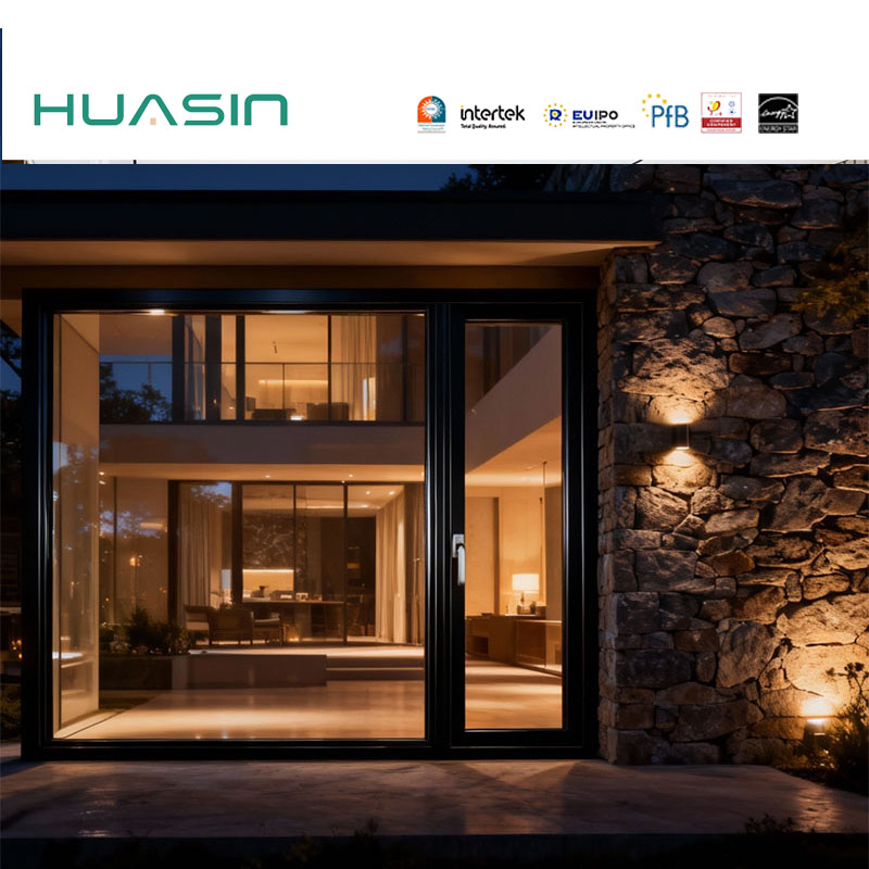 HUASIN Panoramic Aluminum Clad Wood Tilt and Turn Door | Flush Frame Design | Wind Resistant