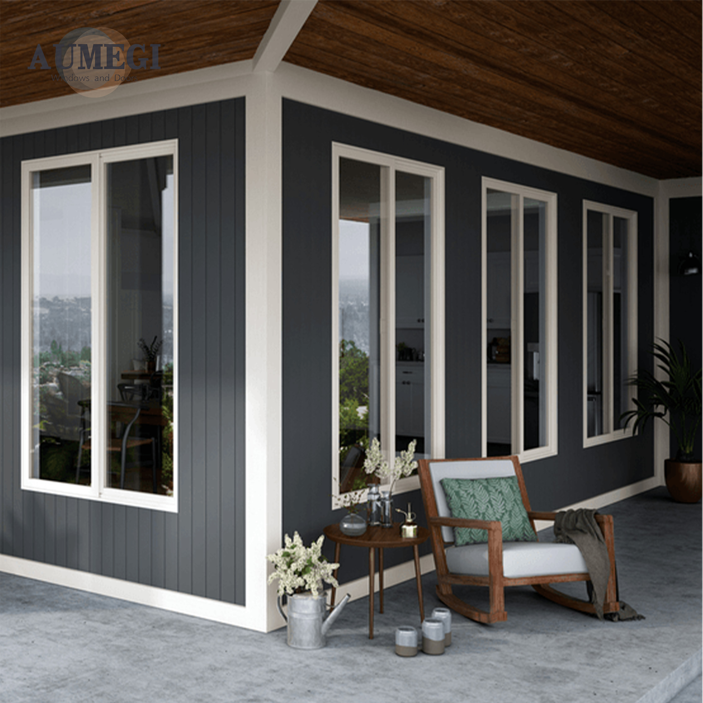 AUMEGI Fix Window Pictures Aluminum Casement windows Doors Aluminium Doors and windows Designs Picture