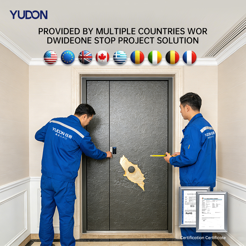 YUDON DOOR Aluminum Armored Door Entrance Security Entrance Door Soundproof Heavy Duty Hinge Bullet Proof for Modern House Front