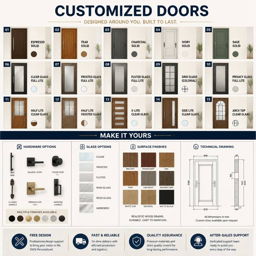 Factory Direct OEM/ODM French Carved Full Aluminum Bedroom Interior Swing Door Moisture-Proof Sound Insulation