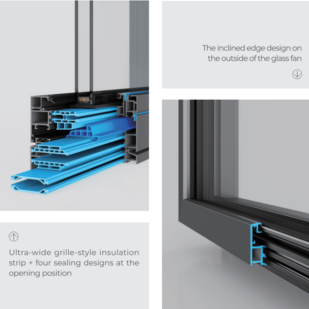 Folding Windows Aluminum Glass Bi-fold Soundproof for Balcony Terrace Villa Renovation Projects