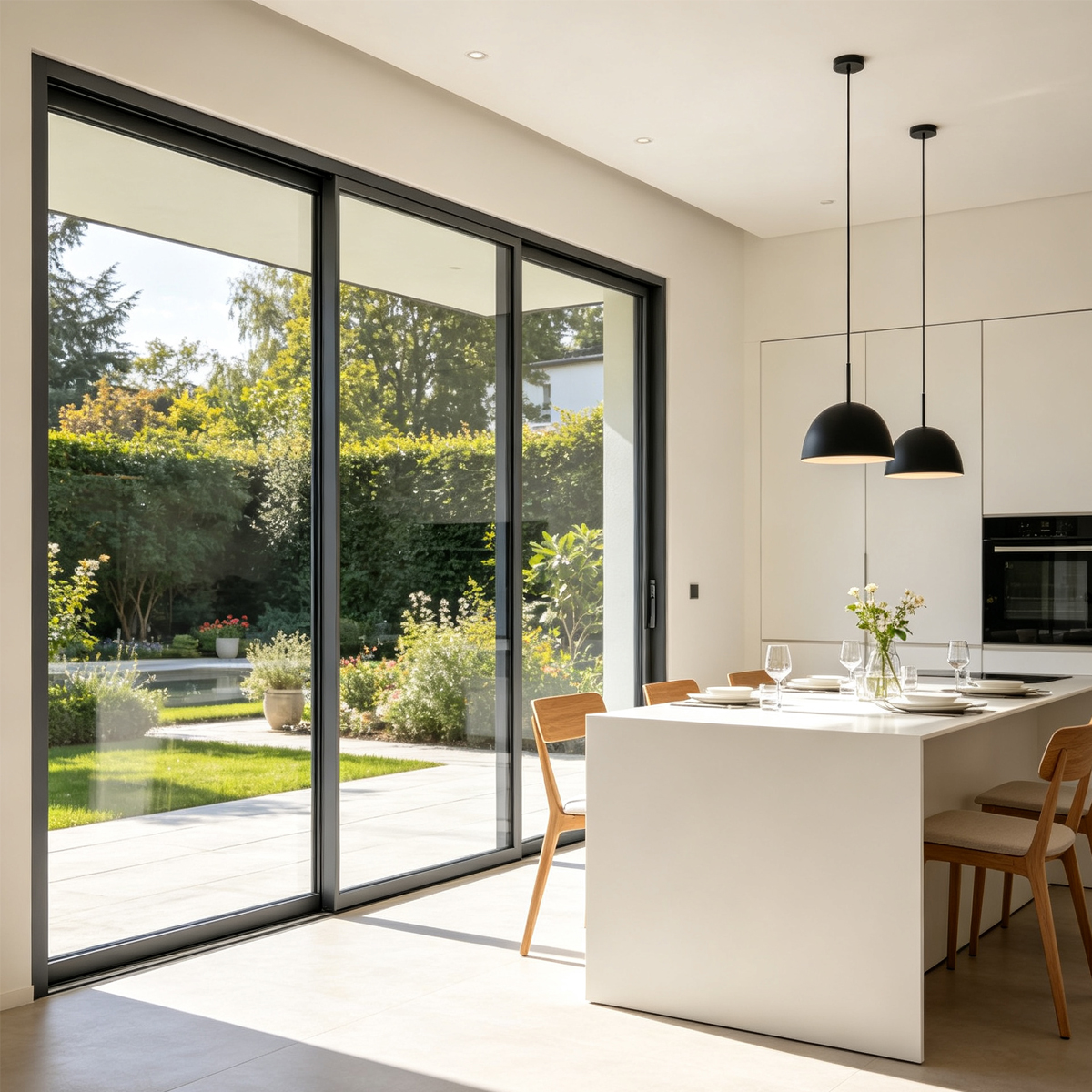 Hot Selling Magnetic Close Dustproof Soundproof Tempered Safety Aluminum Glass Sliding Door for Indoor Garden