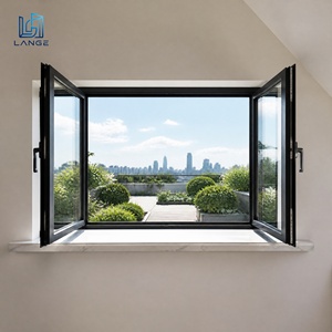 Wide Opening Slim Frame Aluminum Casement Window Double Sash Thermal Break Outward Opening Glass Door for Luxury Roof Garden