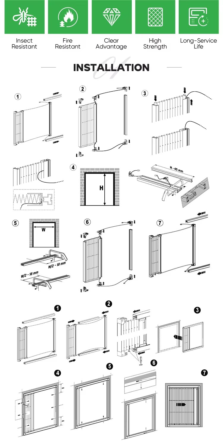 Smooth and Easy to Open and Close Mosquito Net Folding Mesh Doors Pleated Window Polyester Screen Door