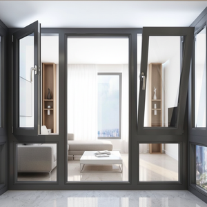 Lukliving Manufacture Wholesale Energy Efficient Heat Insulation Aluminum Frame America Style Windproof Tilt and Turn Windows