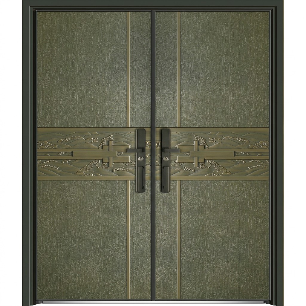Luxury Villa Front Door Reddish-Brown Weather Resistant Aluminum Alloy Swing Anti-Theft Double Door Entry Exterior Gate Custom