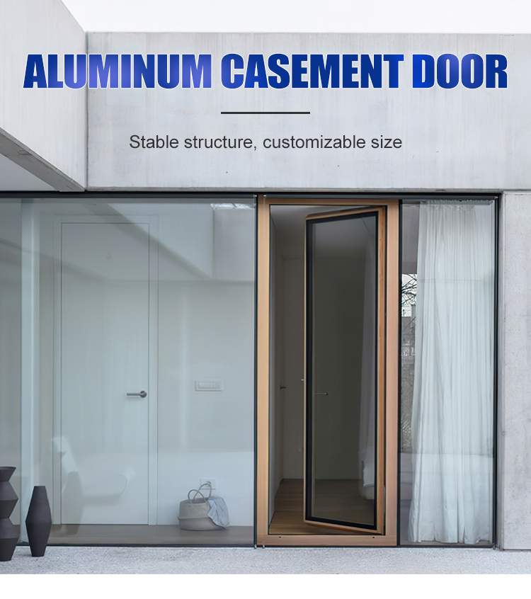 High Quality Aluminum Alloy Swing Doors Double Tempered Glass Outward Opening Commercial Shop Front Impact Resistant