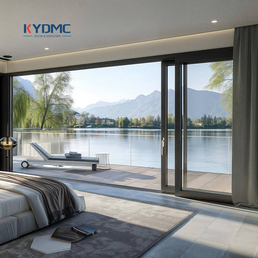 NFRC Moden Slim Frame Black Aluminum Double Glazed Tempered Glass Patio Sliding Door Hurricane Impact Lift and Sliding Doors