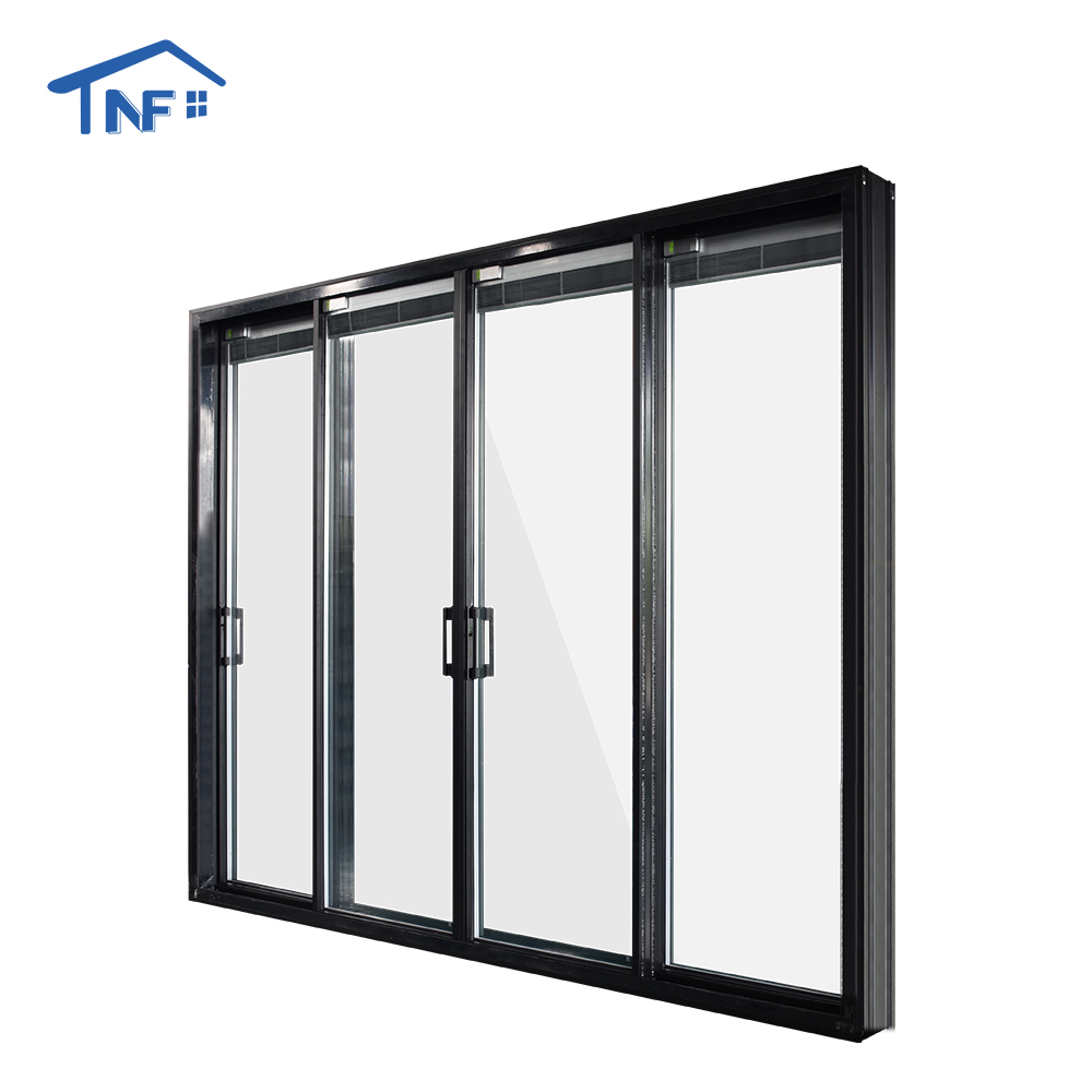 Modern Design Aluminum Frame Sliding Opening Glass Door Waterproof Fiberglass Screen Netting Finished Surface for Villa