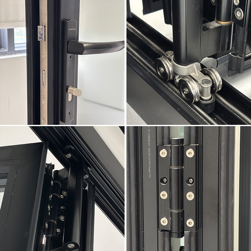 DERCHI NFRC Patio Double Glass Exterior Accordion Folding Door Wholesale Front Entry Doors Automatic Aluminium Bifold Doors