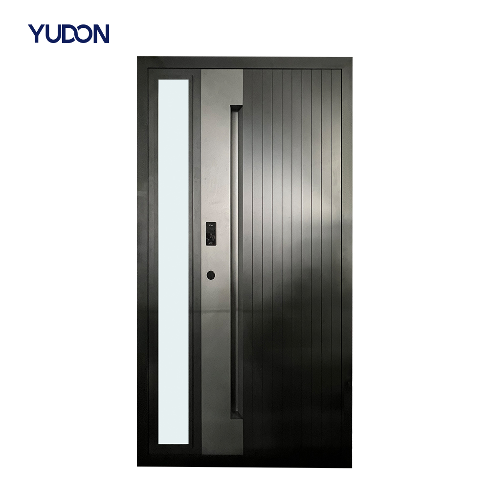 YUDON DOOR Aluminum Glass Door Main Entrance Door Single Leaf Custom Size Luxury Style with Video Intercom for Home Builders