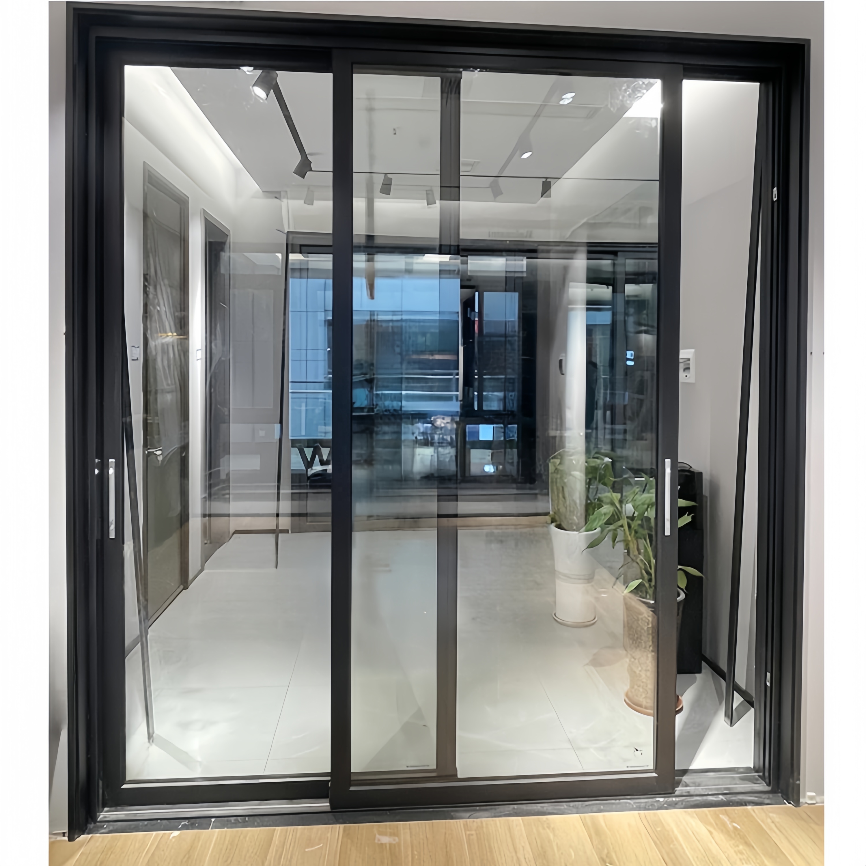 Customized Modern Sliding Door House Kitchen Waterproof Soundproof Aluminum Frame Profiles Cabinet Glass Sliding Door