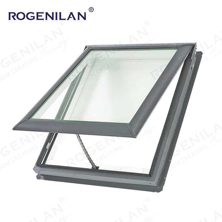 Automatic Aluminum Tempered Glazed Skylight Rooflights Residence Thermal Break Roof Electric Awning Windows