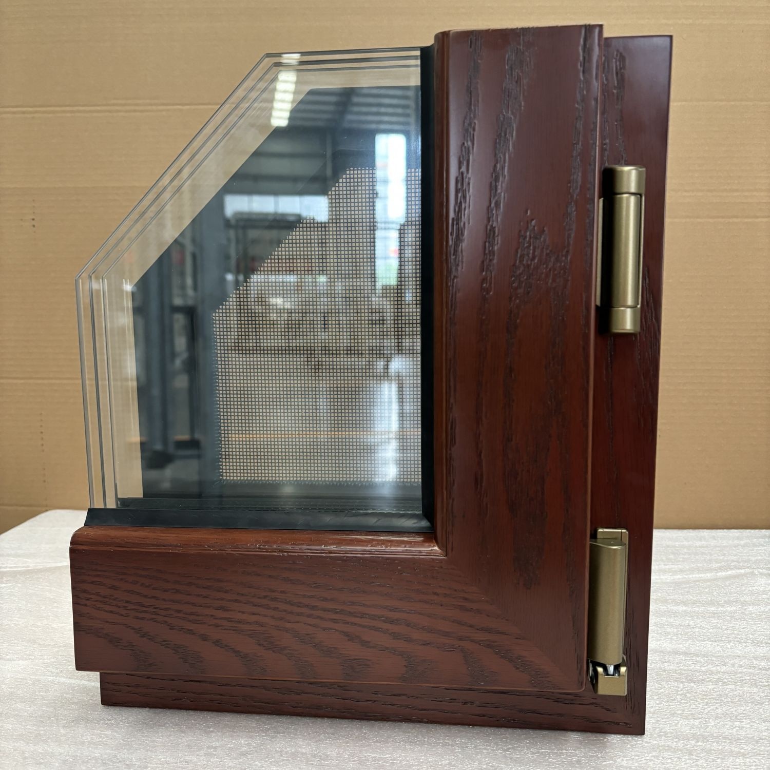 Custom Window Factory Inward Open Aluminum Alloy Clad Wood Double Glass Solid Wooden Swing Casement Windows with Screen