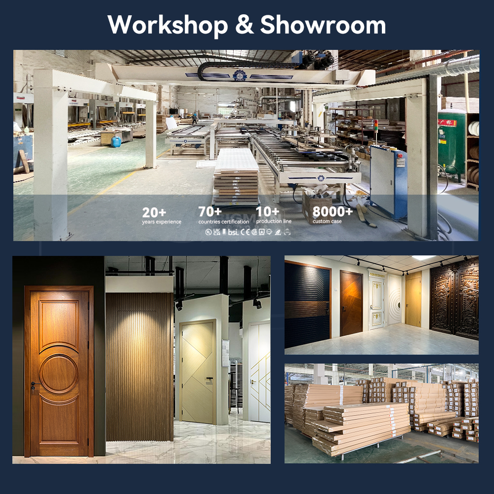 North America Residential Oak Modern Solid Wood Horizontal Multi-Panel Waterproof Interior Door For Bathroom