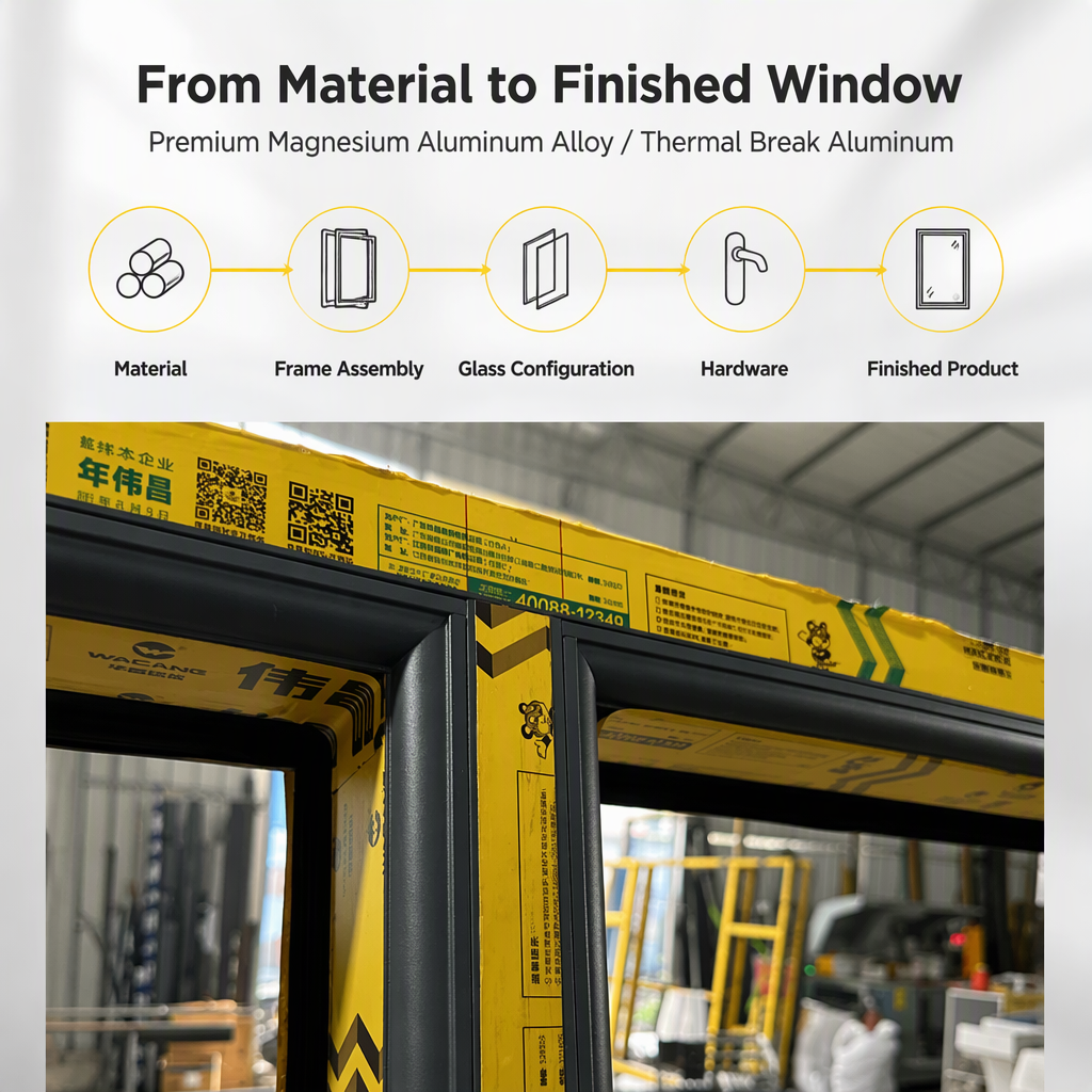 Thermal Break Aluminum Panoramic Corner Window Villa Balcony System Window